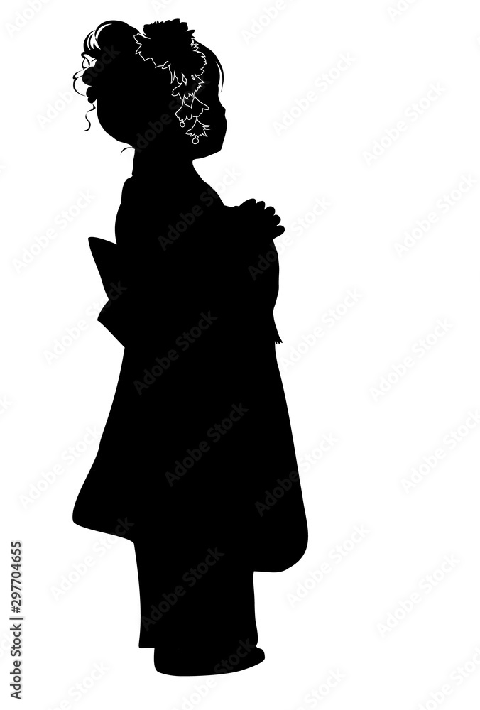 Vecteur Stock silhouette of girl in a Japanese Kimono dress isolated with  transparent background | Adobe Stock