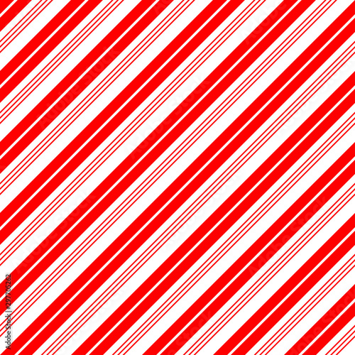 Christmas Candy Cane Stripes Seamless Vector Pattern in Red and White. Popular Winter Holiday Backdrop. Variable Width Stripes. Diagonal Lines Background. Repeating Tile Swatch Included.