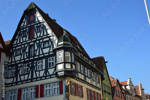  Rothenburg (Germany) April 2017. The central street of the city. Old medieval houses.