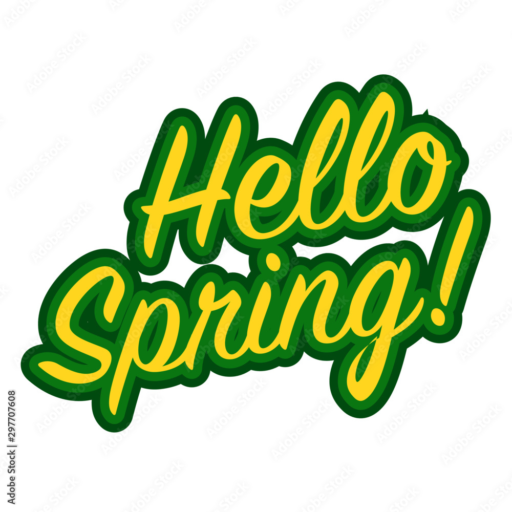 Hello Spring Vector Script Handwriting Typography Hello Spring Vector Script Handwriting Typography