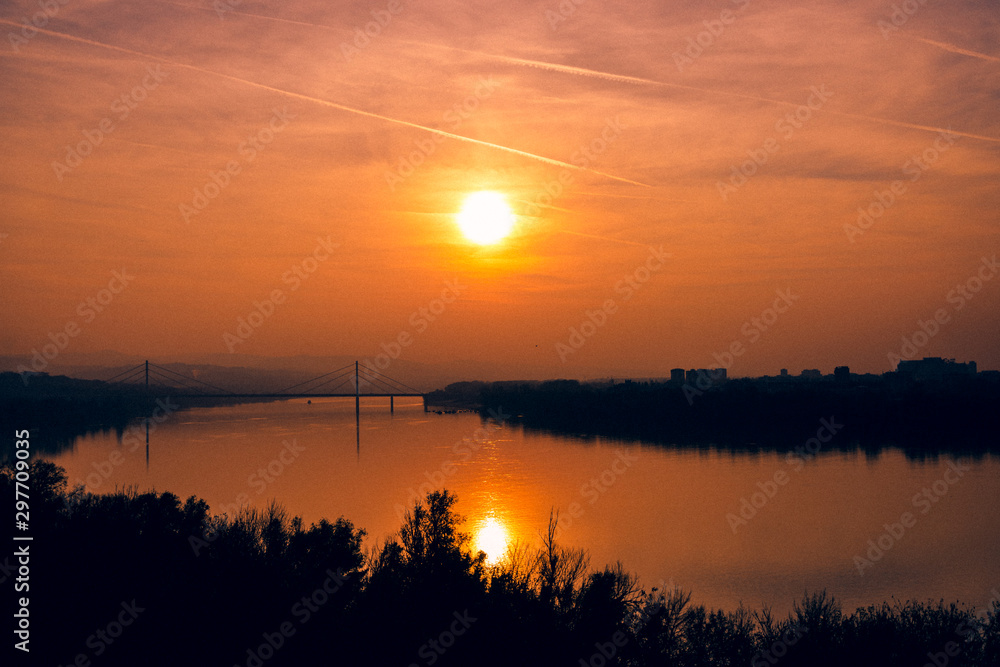 sunset over river 