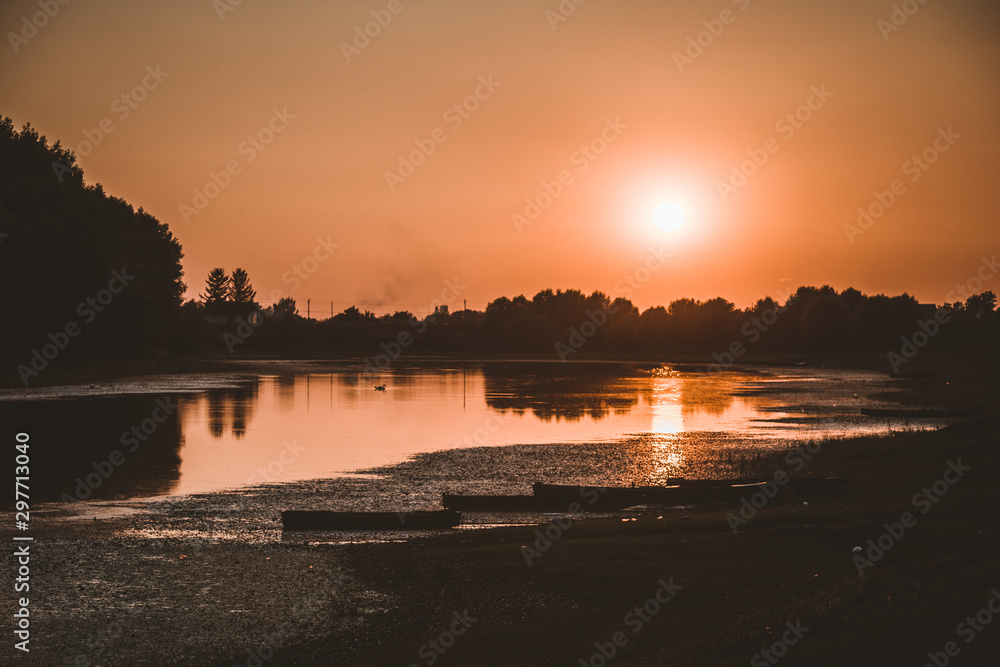 sunset on river