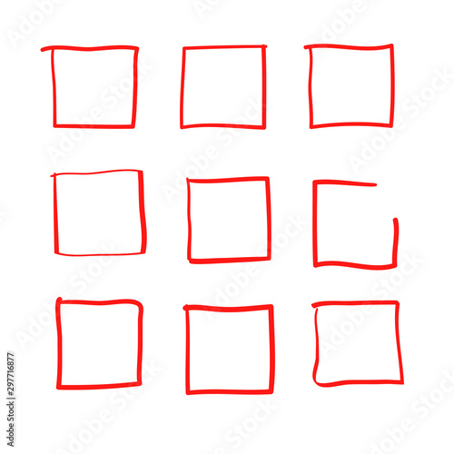 suare hand drawn doodle style for web site, logo and text check