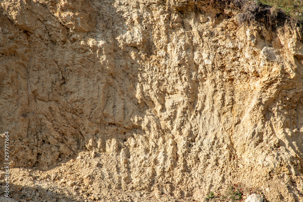 Naklejka premium Limestone texture, sandstone raw material mining, beige background