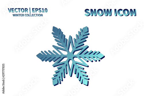 Snowflake vector icon. Christmas and winter snow flake element. Isolated flat new year holiday decoration illustration. Cold weather object design silhouette symbol © timofiizhurba