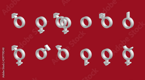 3D Gay Icons Differentation Variations Symbols Vector Set 1