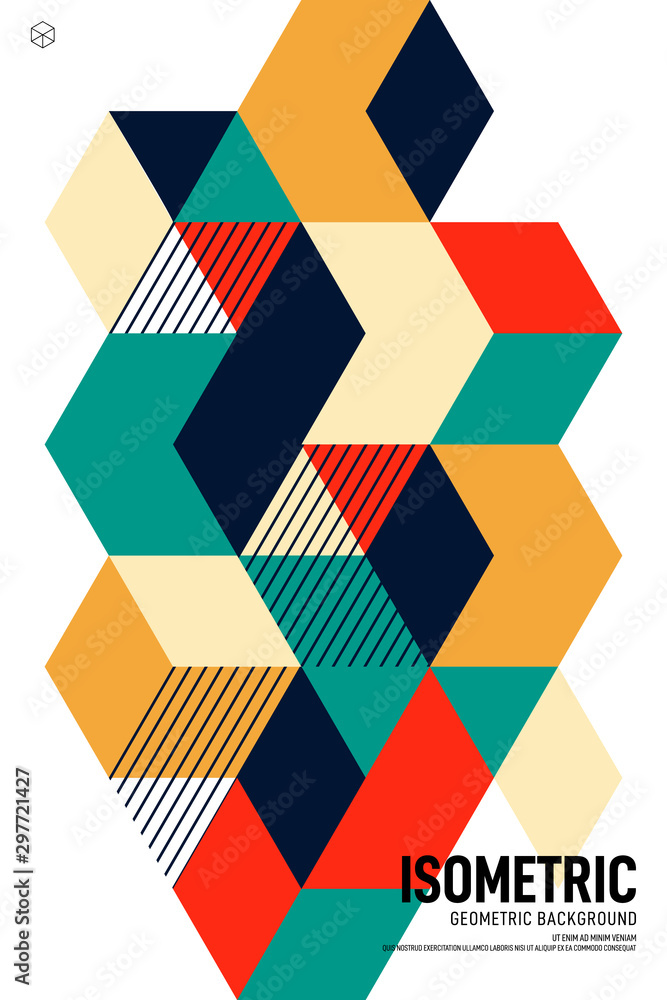 Abstract isometric geometric shape layout design template poster background Abstract isometric geometric shape layout design template poster background