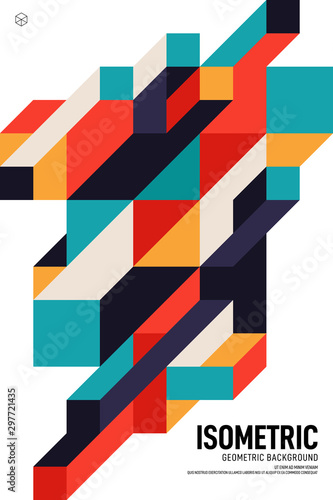 Abstract isometric geometric shape layout design template poster background