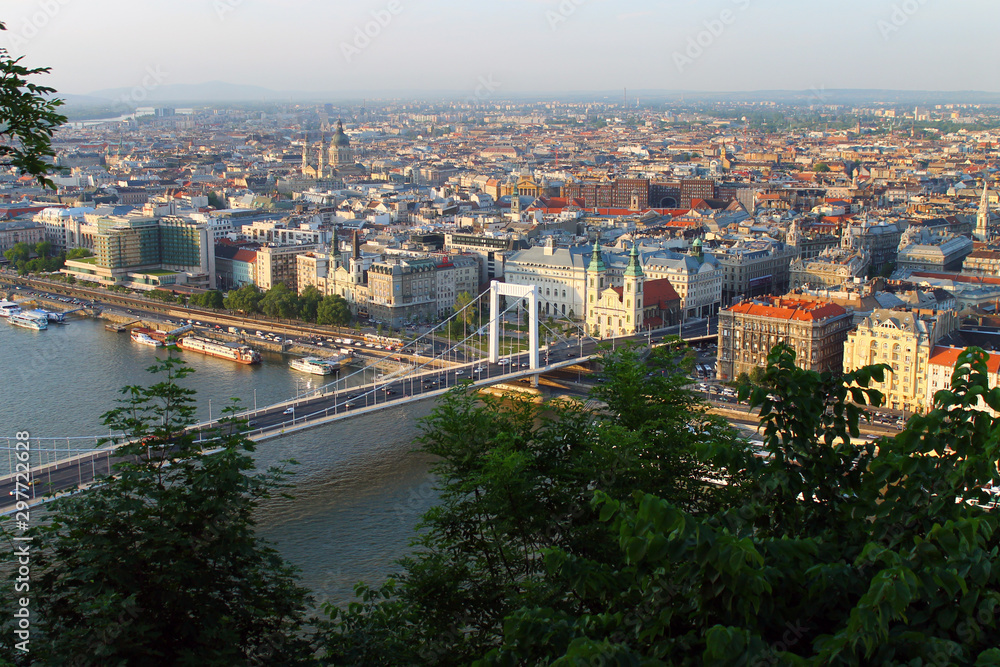 White Elisabeth bridge and Danube in Budapest