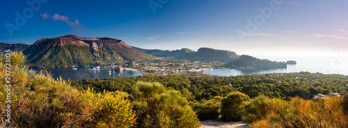 Panoramic view of Vulcano an aeolian island photo