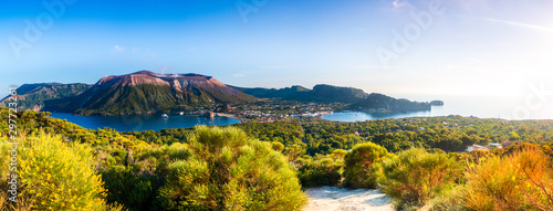 Panoramic view of Vulcano in the aeolian island a volcanic archipelago photo