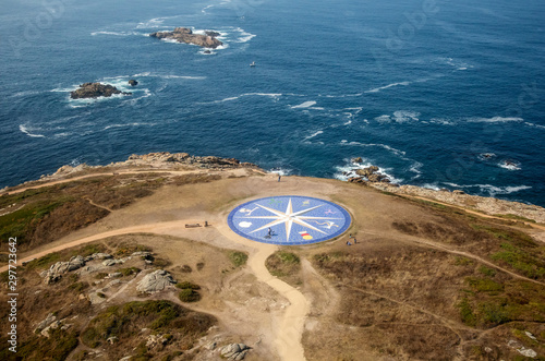Arial view of A Coruna compass mosaic from ancient Roman lighthouse Tower of Hercules (Torre de Hércules)
