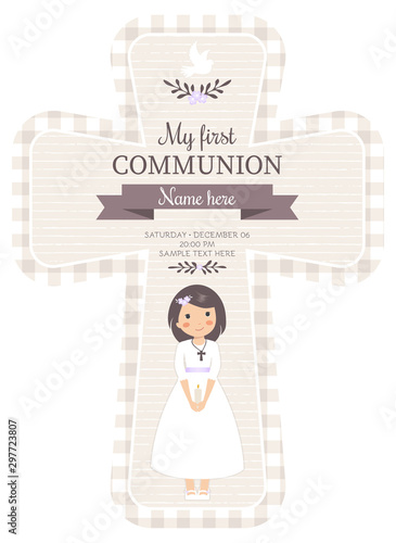 Lovely cross invitation for First Communion