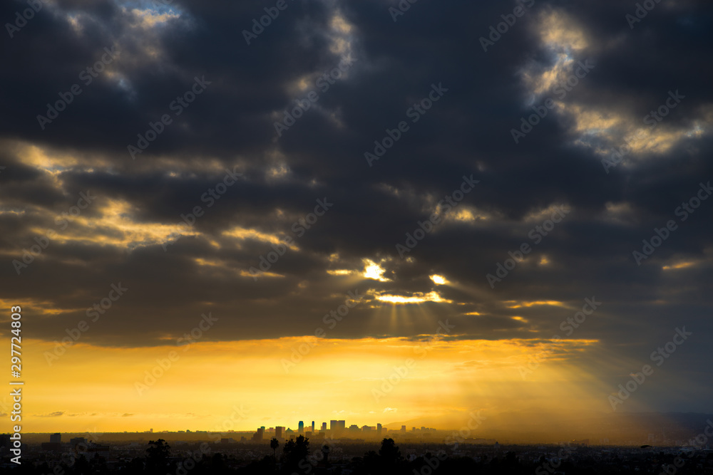 sunset over century city california