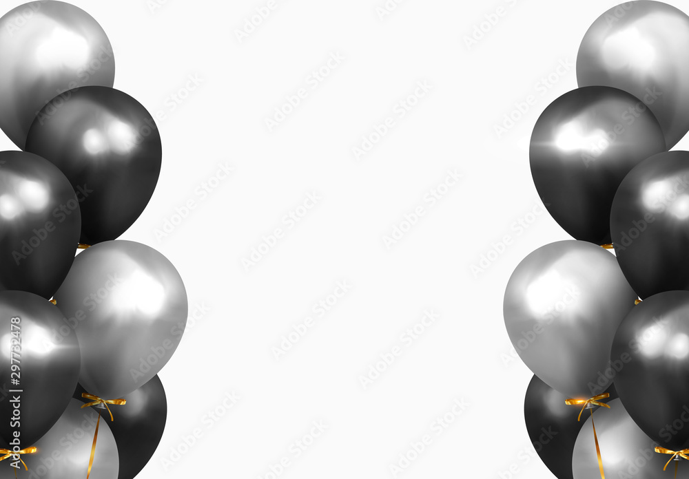 Background with black and silver balloons Stock Vector | Adobe Stock
