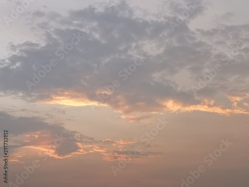colorful sunset or sunrise sky landscape Beautiful natural dawn background Overcast sky © Apicha