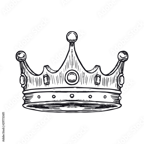 Luxury Crown Hand Drawn. Vector illustration isolated on white background. vector