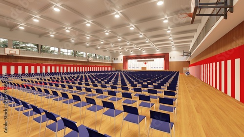 体育館 学校 卒業式 国旗有り イラスト94 Stock イラスト Adobe Stock