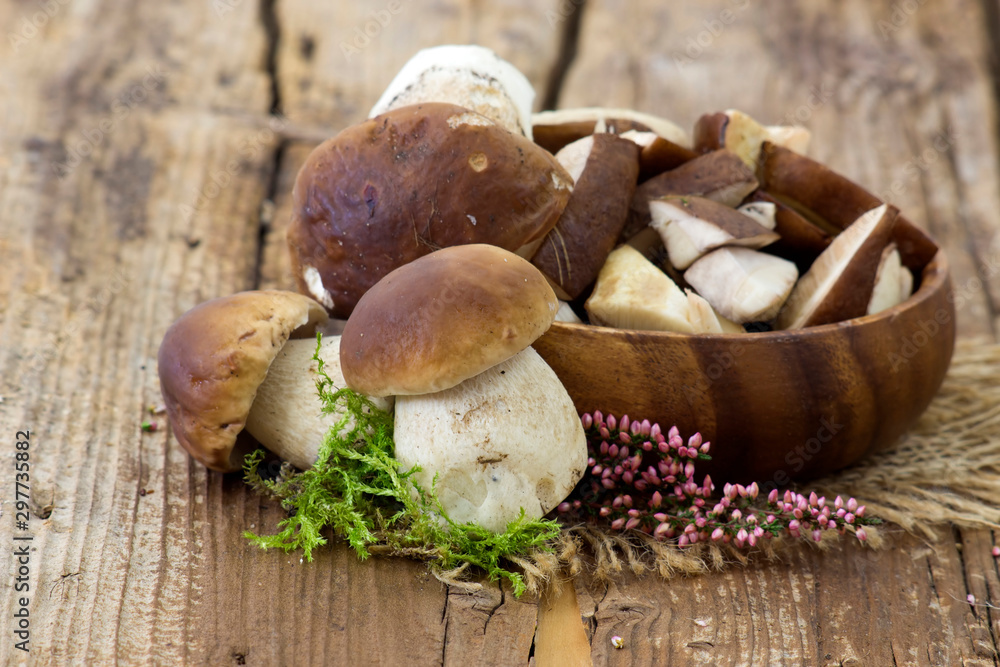 fresh mushrooms (boletus) in a bowl fresh mushrooms (boletus) in a bowl