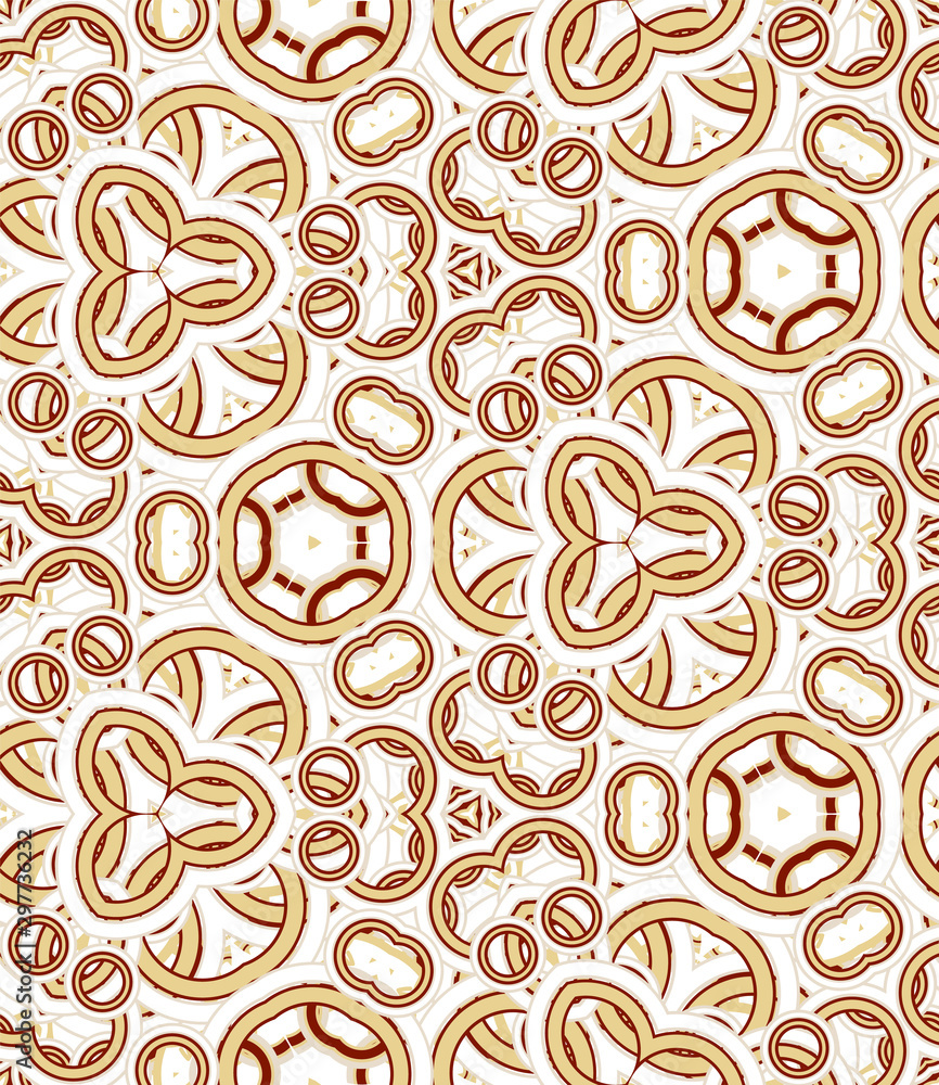 Kaleidoscope seamless pattern. Colored abstraction on white background. Useful as design element for texture and artistic compositions.