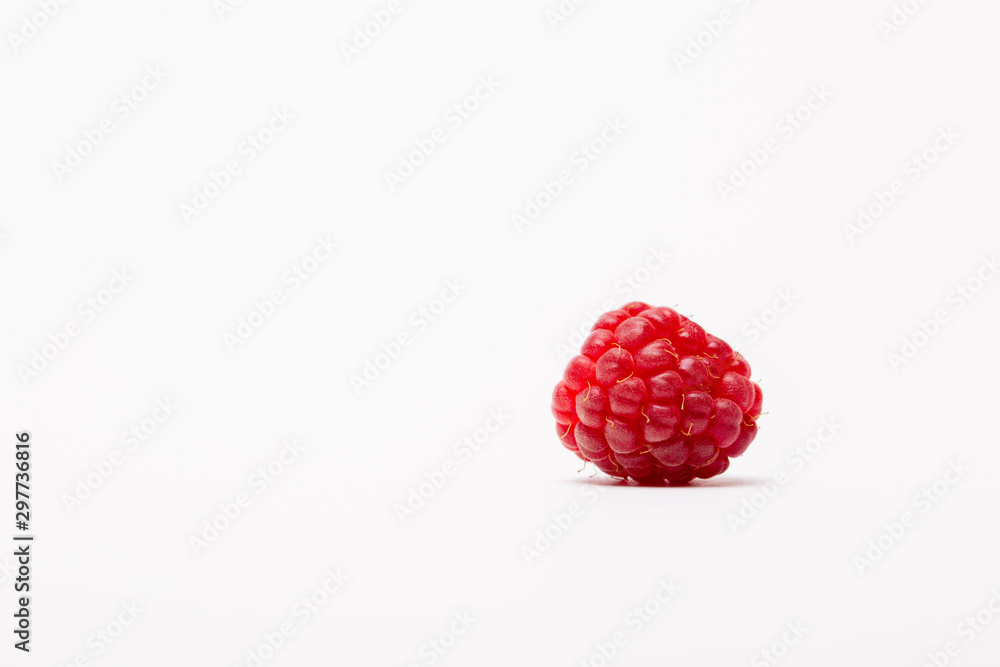 raspberries on white background
