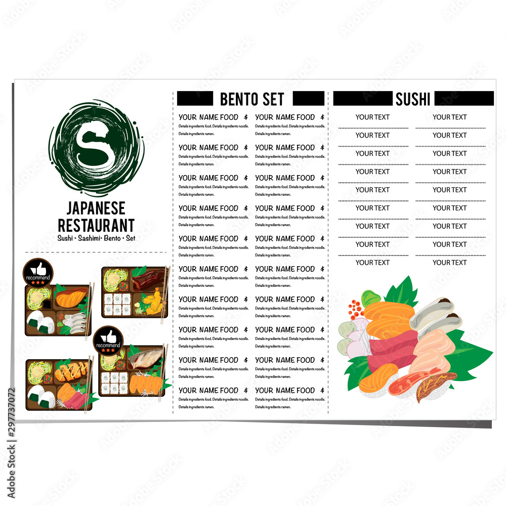 Obraz premium bento sushi set japanese food restaurant menu template design graphic