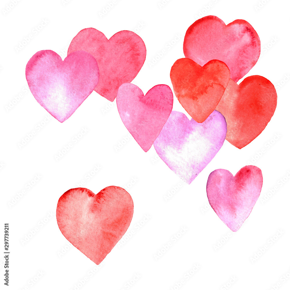 Abstraction from hearts isolated on white background