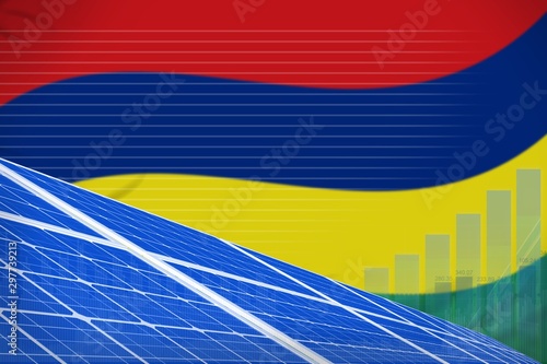 Mauritius solar energy power digital graph concept - environmental natural energy industrial illustration. 3D Illustration