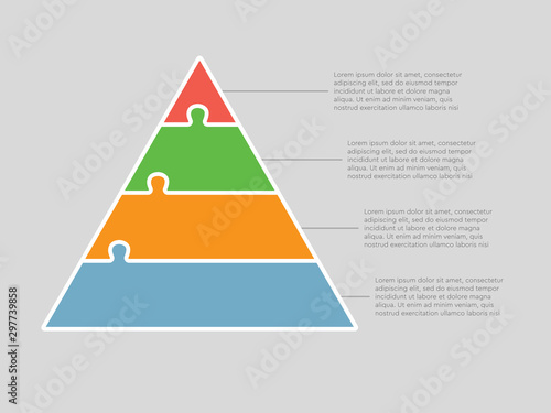 Four puzzle triangle line pyramid info graphic