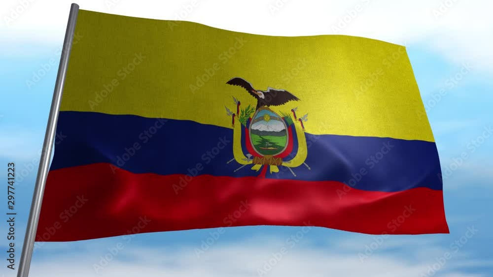Seamless looping animated flag of Ecuador blowing in the wind in 4K resolution including luma matte Seamless looping animated flag of Ecuador blowing in the wind in 4K resolution including luma matte