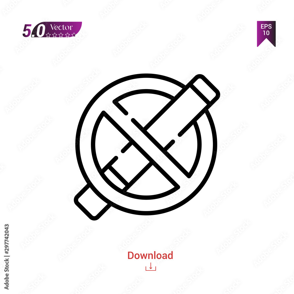 Outline Black no-smoking icon. no-smoking icon vector isolated on white background. city-park icons . Graphic design, mobile application, logo, user interface. EPS 10 format vector
