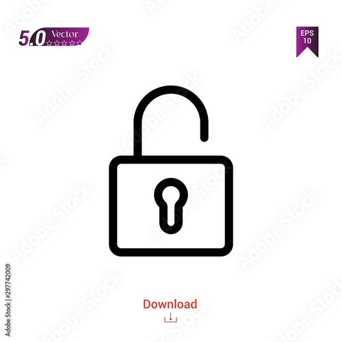 Outline Black padlock icon. padlock icon vector isolated on white background. miscellaneous-elements. Graphic design, mobile application, logo, user interface. EPS 10 format vector