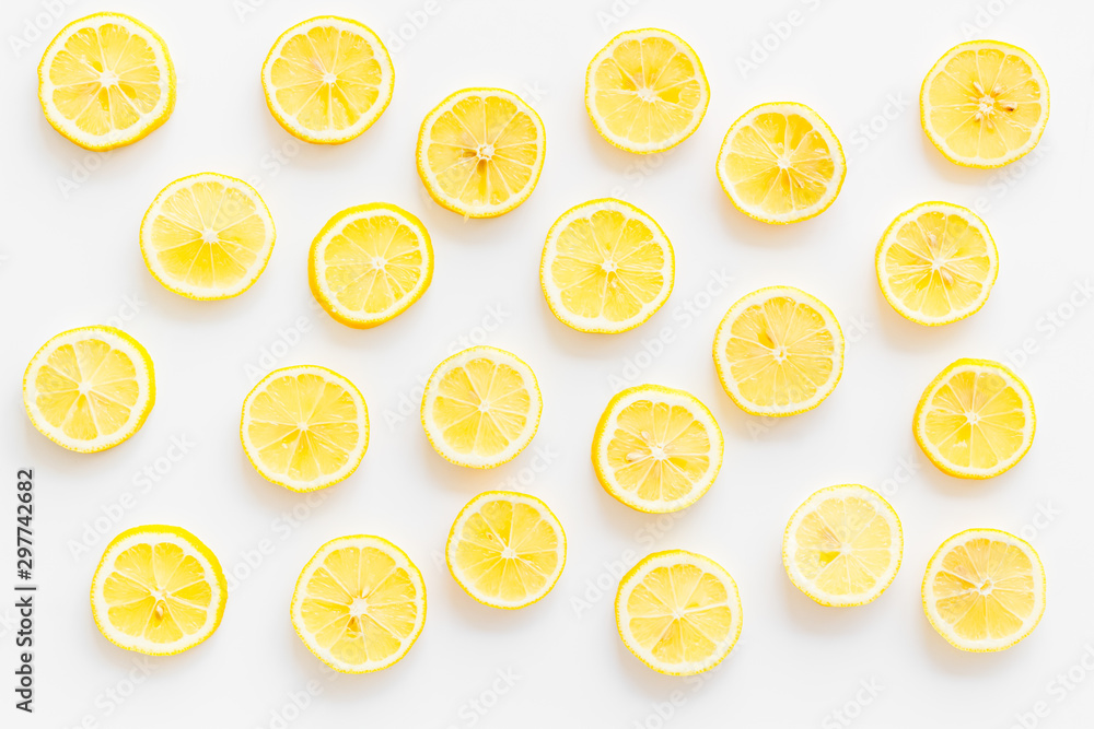 Lemon patternon white background top view