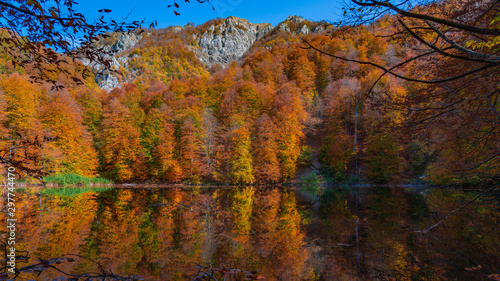 Highland lake in the autumn season