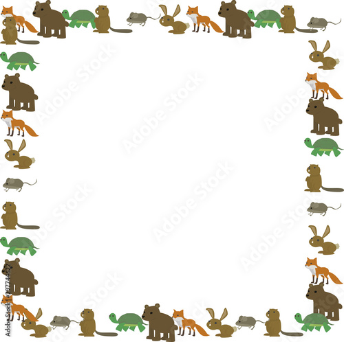 Colorful animal footprint ornament border isolated on white background. Vector illustration for animal design. Random foot print horizontal frame. Many bright trail. Cute paw trace. World wildlife day