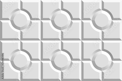 Geometric decorative 3D white background. Seamless pattern. Rendering illustration.