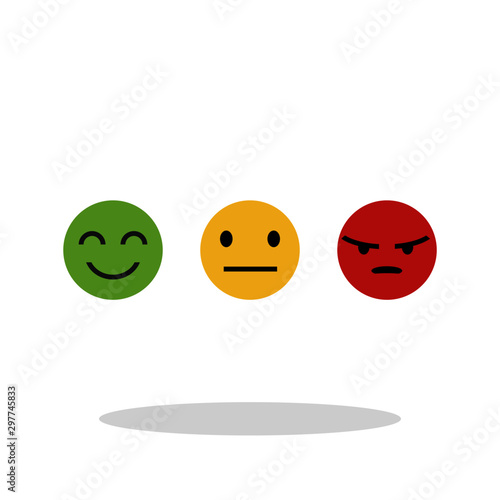 3 different emotions icon in flat style. Emotions symbol for your web site design, logo, app, UI Vector EPS 10.