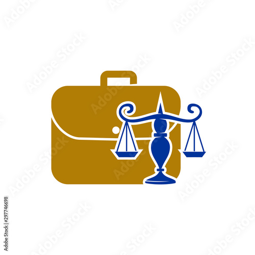 Law Justice Firm logo Suitcase Employment Design icon Isolated