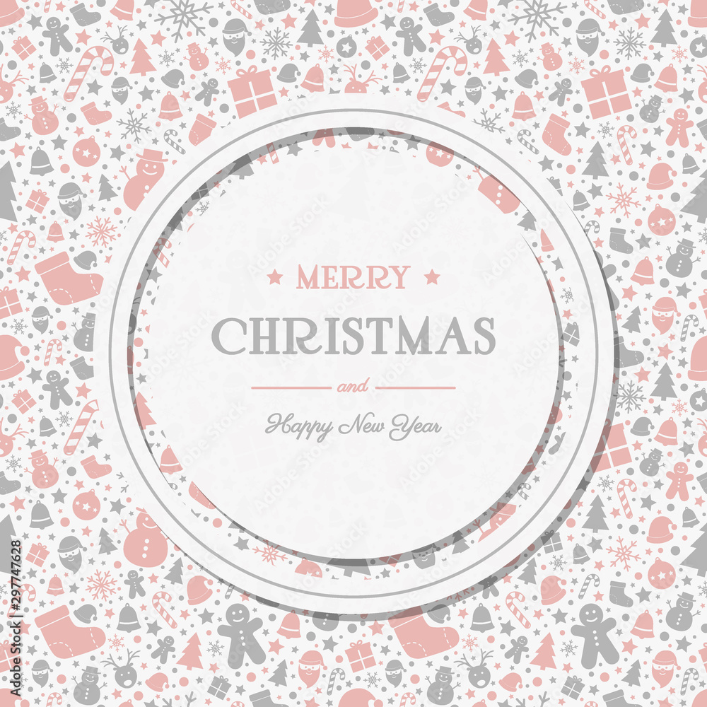 Simple Christmas card with greetings and decorations. Vector Simple Christmas card with greetings and decorations. Vector