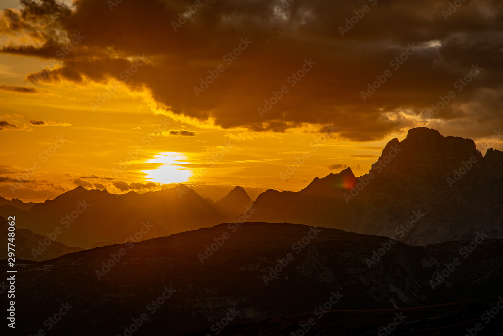 Sunset in the Dolomites of Italy