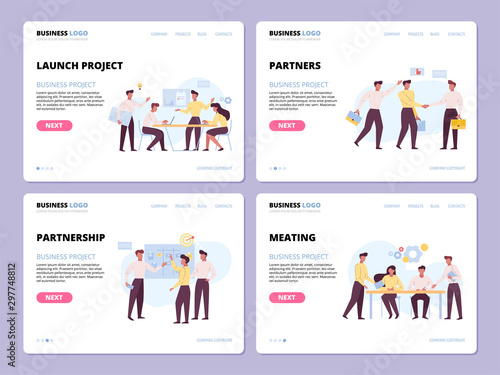 Successful business landing pages vector templates set