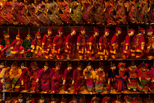 A beautiful variety of Puppet souvenir, Myanmar tradition dolls , Handicraft local souvenir shop art and craft.