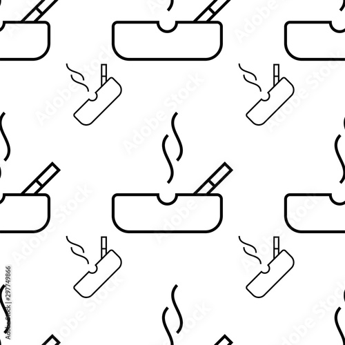 Ashtray Icon Seamless Pattern, Cigarette Ashtray Seamless Pattern