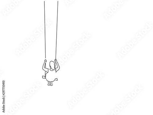 Woman swinging line drawing, vector illustration design. Friends collection.