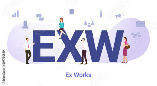 ex works concept with big word or text and team people with modern flat style - vector