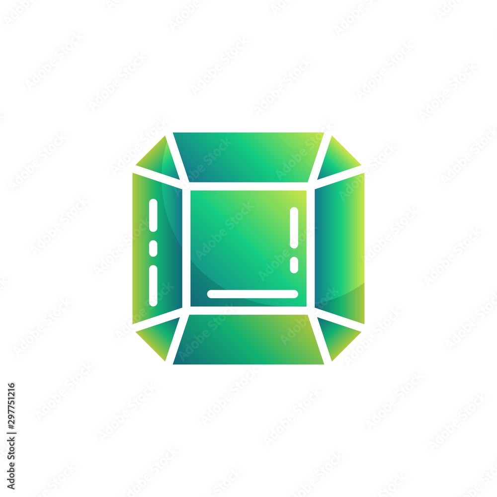 Green Crystal stone flat icon, vector sign, Emerald gemstone colorful pictogram isolated on white. Symbol, logo illustration. Flat style design Green Crystal stone flat icon, vector sign, Emerald gemstone colorful pictogram isolated on white. Symbol, logo illustration. Flat style design