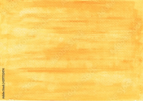 Handpainted simple watercolor wash background in yellow and orange color