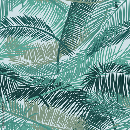 Tropical palm leaves  jungle leaves. Seamless floral pattern background. pattern for print design  wallpaper  site backgrounds  postcard  textile  fabric. illustration.