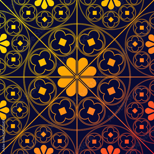 Canvas Print Floral Medieval Pattern Background