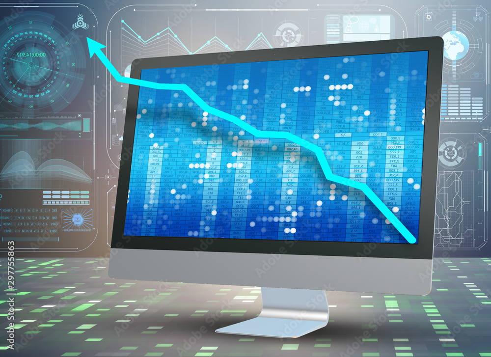 Illustration with business charts - 3d rendering Illustration with business charts - 3d rendering